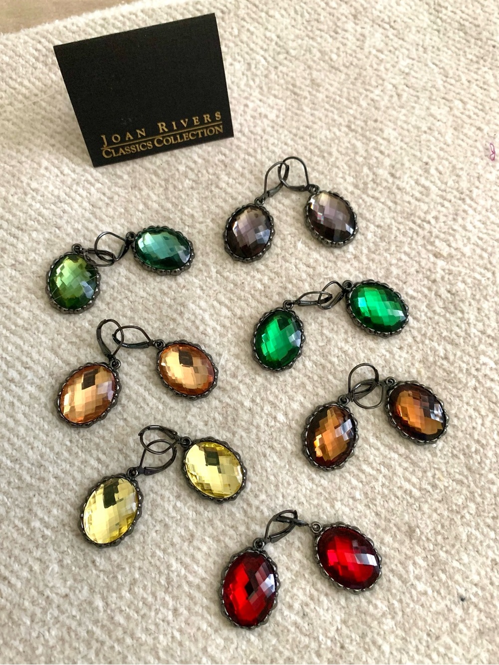 Joan Rivers Classic Collection Faceted Oval Drop Earrings - 7 Sets